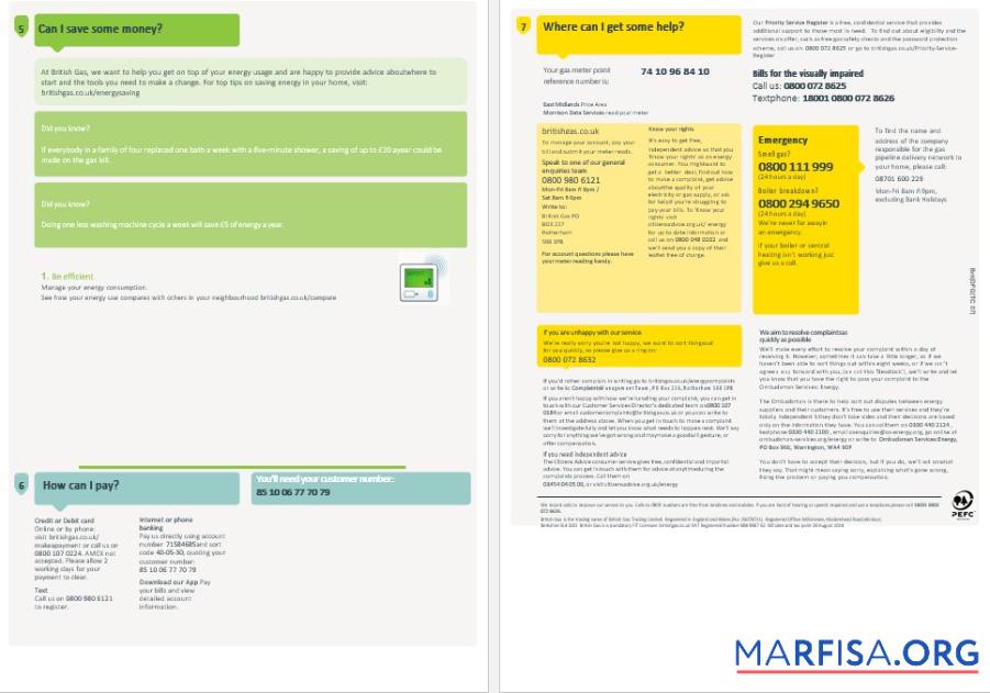 Downloadable United Kingdom British Gas business utility bill, Word and PDF template, 4 pages 3 4